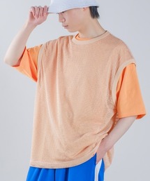 メッシュベスト × 半袖Tシャツ アンサンブル