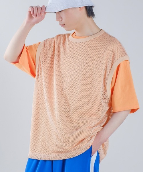 improves(インプローブス)の「メッシュベスト × 半袖Tシャツ アンサンブル(Tシャツ/カットソー・メンズ・ブラック/キナリ・MEDIUM/LARGE/X-LARGE)」の2枚目の写真