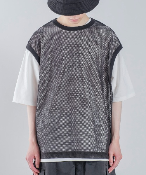 improves(インプローブス)の「メッシュベスト × 半袖Tシャツ アンサンブル(Tシャツ/カットソー・メンズ・ブラック/キナリ・MEDIUM/LARGE/X-LARGE)」の1枚目の写真