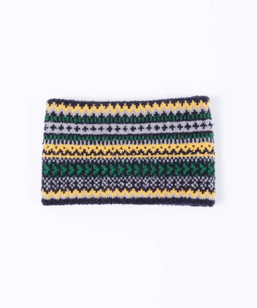 KP DECO（ケーピーデコ）の「【日本製】ジャガード柄シュークリーム素材のネックウォーマー（ネックウォーマー/スヌード・キッズ・ブルー系その他/キャメル・FREE）」の2枚目の写真