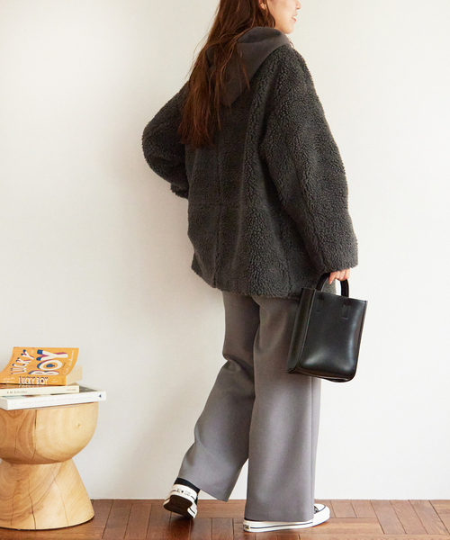 JOURNAL STANDARD relume(ジャーナルスタンダード レリューム)の「《追加》ウォッシャブルボアマフラー付きブルゾン(ブルゾン・レディース・ブラウン系その他/グレー/ナチュラル・FREE)」の6枚目の写真