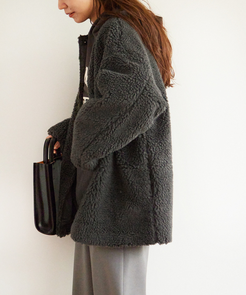 JOURNAL STANDARD relume(ジャーナルスタンダード レリューム)の「《追加》ウォッシャブルボアマフラー付きブルゾン(ブルゾン・レディース・ブラウン系その他/グレー/ナチュラル・FREE)」の8枚目の写真