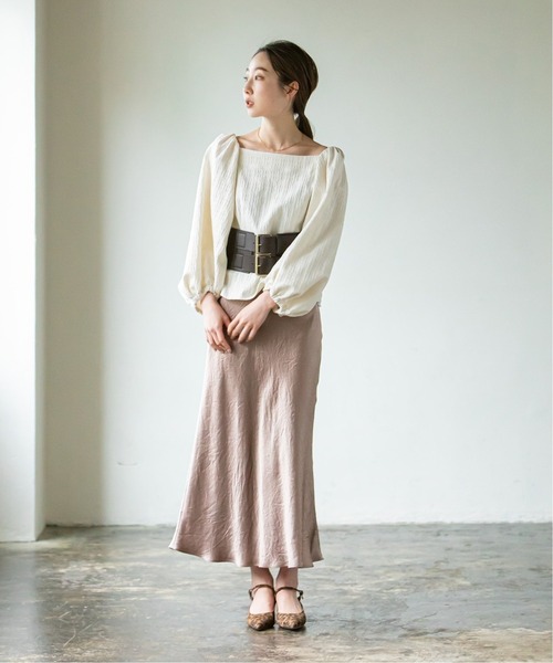 現行☆極美品☆BARNEYS NEWYORK パフスリーブジャガードブラウス F