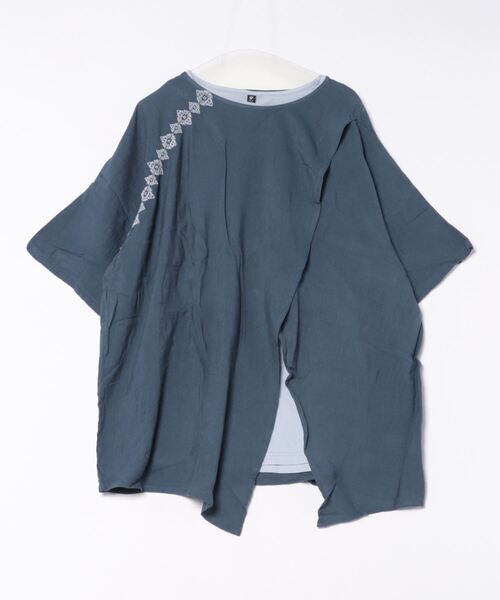 【チャイハネ】刺繍入り変形MEN'Sトップス＆タンクトップ2点セット（アンサンブル）｜チャイハネ（チャイハネ）