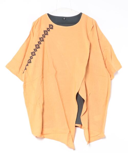 チャイハネ（チャイハネ）の「【チャイハネ】刺繍入り変形MEN'Sトップス＆タンクトップ2点セット（アンサンブル・メンズ・ホワイト/ブラック/ブラウン/ブルー/オリーブ/ネイビー/オレンジ/カーキ・FREE）」の8枚目の写真