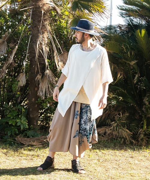 チャイハネ（チャイハネ）の「【チャイハネ】刺繍入り変形MEN'Sトップス＆タンクトップ2点セット（アンサンブル・メンズ・ホワイト/ブラック/ブラウン/ブルー/オリーブ/ネイビー/オレンジ/カーキ・FREE）」の22枚目の写真