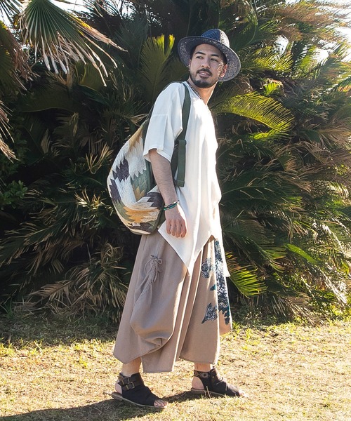 チャイハネ（チャイハネ）の「【チャイハネ】刺繍入り変形MEN'Sトップス＆タンクトップ2点セット（アンサンブル・メンズ・ホワイト/ブラック/ブラウン/ブルー/オリーブ/ネイビー/オレンジ/カーキ・FREE）」の9枚目の写真