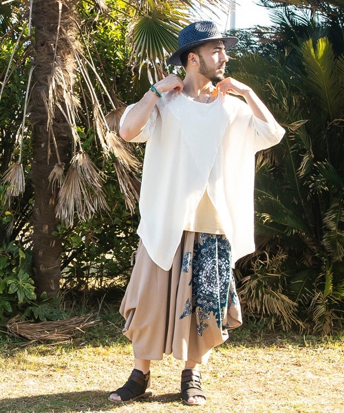 チャイハネ（チャイハネ）の「【チャイハネ】刺繍入り変形MEN'Sトップス＆タンクトップ2点セット（アンサンブル・メンズ・ホワイト/ブラック/ブラウン/ブルー/オリーブ/ネイビー/オレンジ/カーキ・FREE）」の12枚目の写真