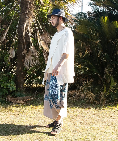 チャイハネ（チャイハネ）の「【チャイハネ】刺繍入り変形MEN'Sトップス＆タンクトップ2点セット（アンサンブル・メンズ・ホワイト/ブラック/ブラウン/ブルー/オリーブ/ネイビー/オレンジ/カーキ・FREE）」の11枚目の写真