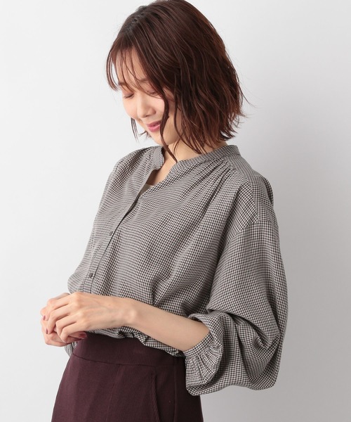 GLOBAL WORK（グローバルワーク）の「さらさらリラックスプリントブラウス/269045（シャツ/ブラウス・レディース・ホワイト系その他/ホワイト系その他2/ブラウン系その他/ストライプ・SMALL/MEDIUM/LARGE）」の3枚目の写真