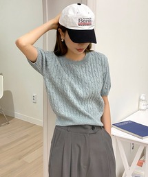 6COLOR半袖ケーブルニット