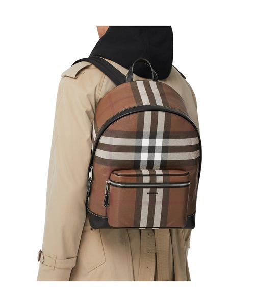 BURBERRY（バーバリー）の「チェック＆レザー バックパック（バックパック/リュック・メンズ・ダークブラウン系・ONE SIZE）」の4枚目の写真