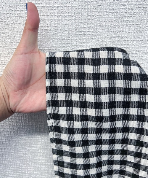 JUNOAH（ジュノア）の「スタンドカラーチェックショートシャツ（シャツ/ブラウス・レディース・グリーン/ブラウン系その他/ブラック/ブラウン・LARGE/SMALL/X-LARGE/MEDIUM）」の22枚目の写真