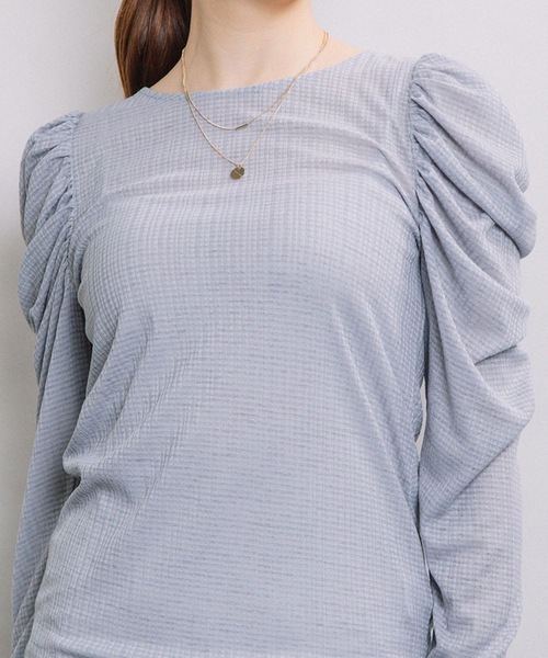 ELVENCE DEUX（エルベンスドゥ）の「シアーCギャザーPO（Tシャツ/カットソー・レディース・ブラック/グレー/オフホワイト/モカ・FREE）」の17枚目の写真