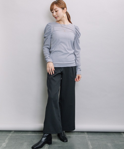 ELVENCE DEUX（エルベンスドゥ）の「シアーCギャザーPO（Tシャツ/カットソー・レディース・ブラック/グレー/オフホワイト/モカ・FREE）」の15枚目の写真