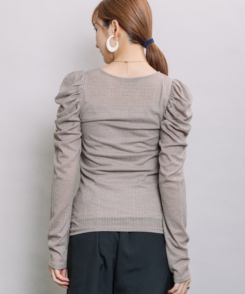 ELVENCE DEUX（エルベンスドゥ）の「シアーCギャザーPO（Tシャツ/カットソー・レディース・ブラック/グレー/オフホワイト/モカ・FREE）」の7枚目の写真