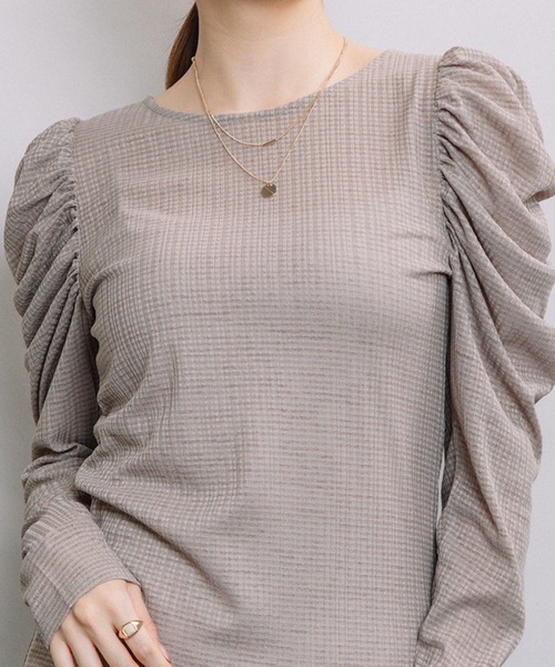 ELVENCE DEUX（エルベンスドゥ）の「シアーCギャザーPO（Tシャツ/カットソー・レディース・ブラック/グレー/オフホワイト/モカ・FREE）」の11枚目の写真