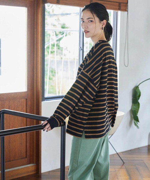 AMERICAN HOLIC（アメリカンホリック）の「BIGシルエットカットプルオーバー（Tシャツ/カットソー・レディース・ブラック/ブルーグリーン/オフホワイト/ブラック系その他4/グレー系その他4・M/L）」の4枚目の写真