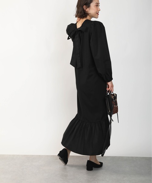 PICCIN（ピッチン）の「バックリボン異素材ワンピース（ワンピース・レディース・ブラック/カーキ・M）」の10枚目の写真