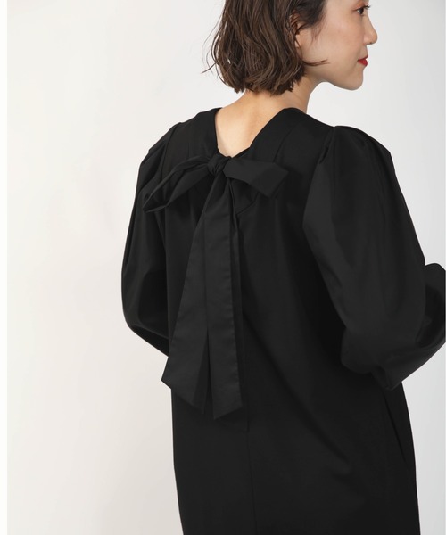 PICCIN（ピッチン）の「バックリボン異素材ワンピース（ワンピース・レディース・ブラック/カーキ・M）」の21枚目の写真