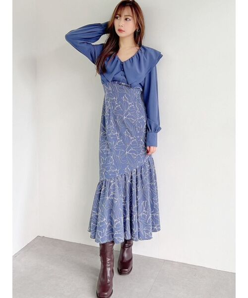 RESEXXY（リゼクシー）の「ラッフルデザインマーメイドワンピース（ワンピース・レディース・ホワイト/ブラック/ベージュ/ブルー・FREE）」の17枚目の写真