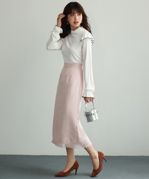 SAISON DE PAPILLON（セゾンドパピヨン）の「メロウフリルカットソープルオーバー（Tシャツ/カットソー・レディース・ホワイト/ブラック・S/M/L）」の11枚目の写真