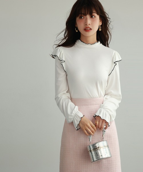 SAISON DE PAPILLON（セゾンドパピヨン）の「メロウフリルカットソープルオーバー（Tシャツ/カットソー・レディース・ホワイト/ブラック・S/M/L）」の18枚目の写真