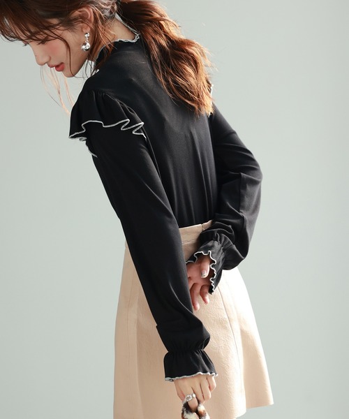 SAISON DE PAPILLON（セゾンドパピヨン）の「メロウフリルカットソープルオーバー（Tシャツ/カットソー・レディース・ホワイト/ブラック・S/M/L）」の17枚目の写真