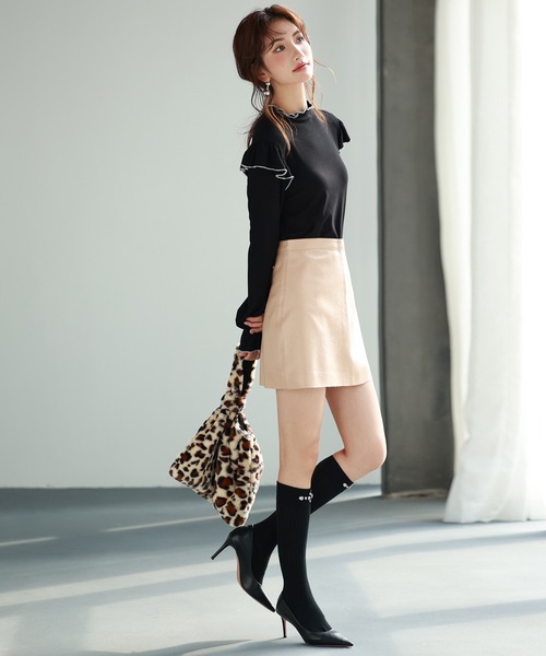 SAISON DE PAPILLON（セゾンドパピヨン）の「メロウフリルカットソープルオーバー（Tシャツ/カットソー・レディース・ホワイト/ブラック・S/M/L）」の6枚目の写真