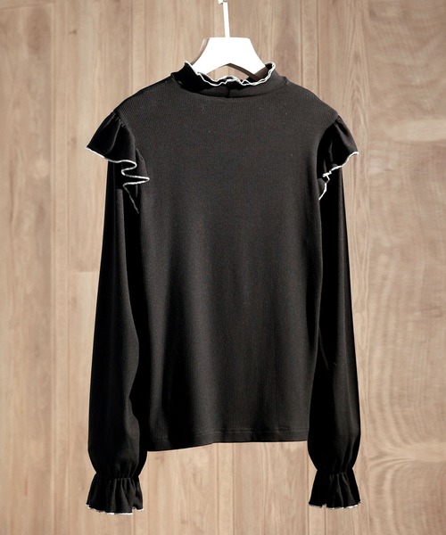 SAISON DE PAPILLON（セゾンドパピヨン）の「メロウフリルカットソープルオーバー（Tシャツ/カットソー・レディース・ホワイト/ブラック・S/M/L）」の22枚目の写真