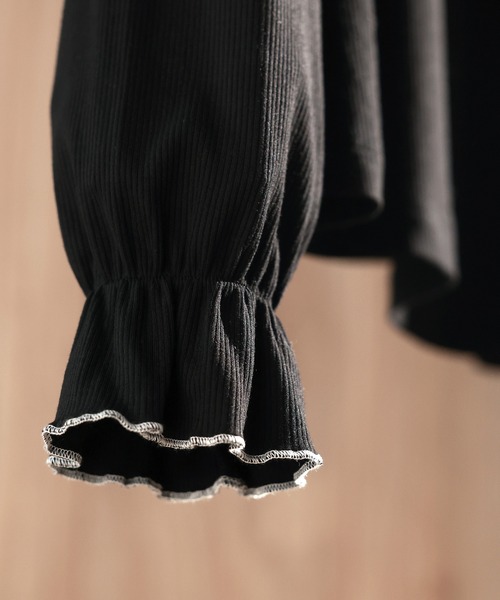 SAISON DE PAPILLON（セゾンドパピヨン）の「メロウフリルカットソープルオーバー（Tシャツ/カットソー・レディース・ホワイト/ブラック・S/M/L）」の7枚目の写真