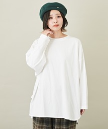 CUBE SUGAR（キューブシュガー）の「無地カットソー長袖クルーネックビッグTシャツ（Tシャツ/カットソー）」
