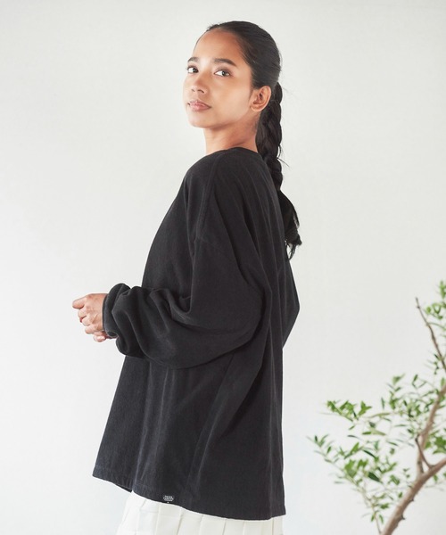 THING FABRICS（シングファブリックス）の「THING FABRICS　ロングTシャツ TFIN-2101（Tシャツ/カットソー・レディース・ブラック/ダークブラウン・FREE）」の15枚目の写真