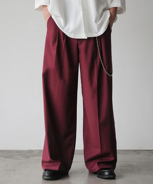 ニルウェイ　Nilway スラックス　タックパンツ　美品　M　オフィカジ　メンズ Nilway タックワイドストレートパンツ Nilway(ニルウェイ) 2タック