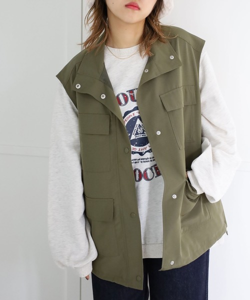 GeeRA（ジーラ）の「ミリタリーデザインベスト（ベスト・レディース・カーキ/アイボリー/ブラック・MEDIUM）」の3枚目の写真