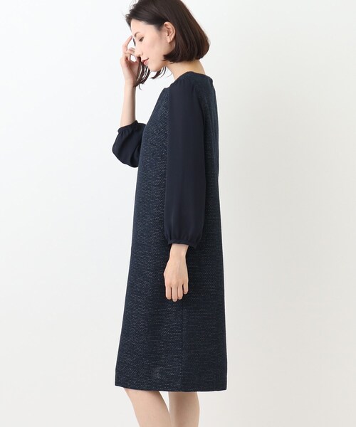 SHOO・LA・RUE（シューラルー）の「◆【S－3L／セットアップ可／セレモニー】ツイード異素材使いワンピース（ワンピース・レディース・ネイビー系7/グレー系その他3・01/04/02/05/03）」の14枚目の写真