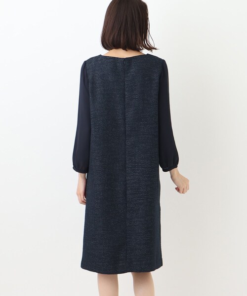 SHOO・LA・RUE（シューラルー）の「◆【S－3L／セットアップ可／セレモニー】ツイード異素材使いワンピース（ワンピース・レディース・ネイビー系7/グレー系その他3・01/04/02/05/03）」の9枚目の写真