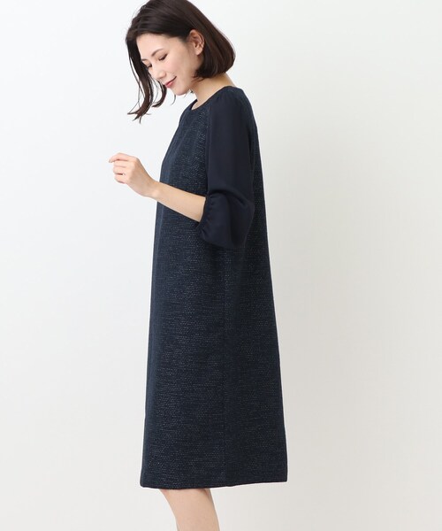 SHOO・LA・RUE（シューラルー）の「◆【S－3L／セットアップ可／セレモニー】ツイード異素材使いワンピース（ワンピース・レディース・ネイビー系7/グレー系その他3・01/04/02/05/03）」の15枚目の写真