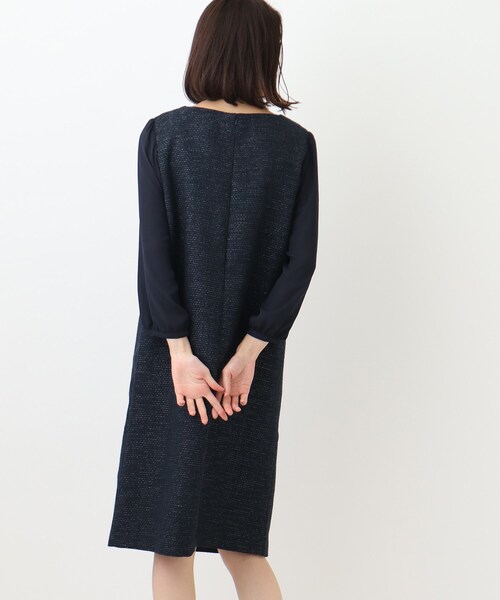 SHOO・LA・RUE（シューラルー）の「◆【S－3L／セットアップ可／セレモニー】ツイード異素材使いワンピース（ワンピース・レディース・ネイビー系7/グレー系その他3・01/04/02/05/03）」の10枚目の写真