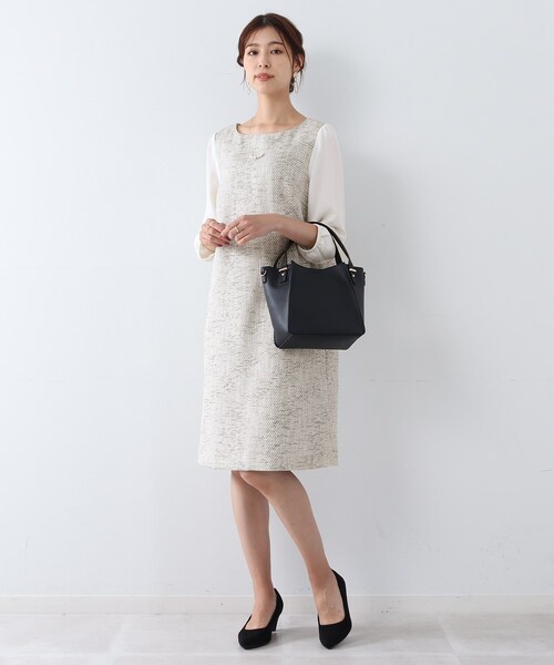 SHOO・LA・RUE（シューラルー）の「◆【S－3L／セットアップ可／セレモニー】ツイード異素材使いワンピース（ワンピース・レディース・ネイビー系7/グレー系その他3・01/04/02/05/03）」の20枚目の写真