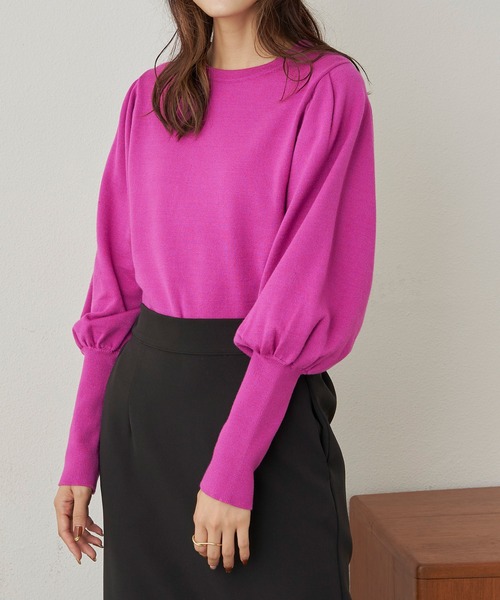 CLEARIMPRESSION （クリアインプレッション）の「タックボリュームスリーブニット（ニット/セーター・レディース・ブラック/ピンク・FREE）」の16枚目の写真