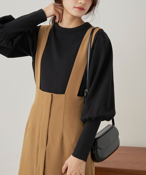 CLEARIMPRESSION （クリアインプレッション）の「タックボリュームスリーブニット（ニット/セーター・レディース・ブラック/ピンク・FREE）」の4枚目の写真