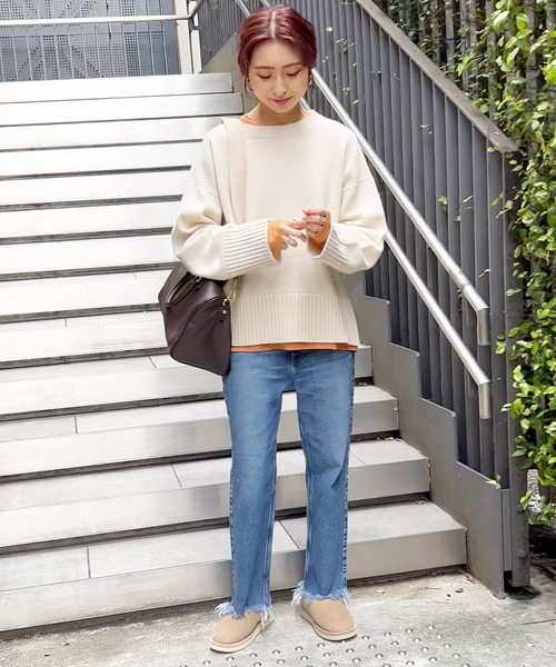 Spick & Span(スピックアンドスパン)の「カシミアシルクシアートップス(Tシャツ/カットソー・レディース・オレンジ/スカイブルー/ホワイト・FREE)」の4枚目の写真