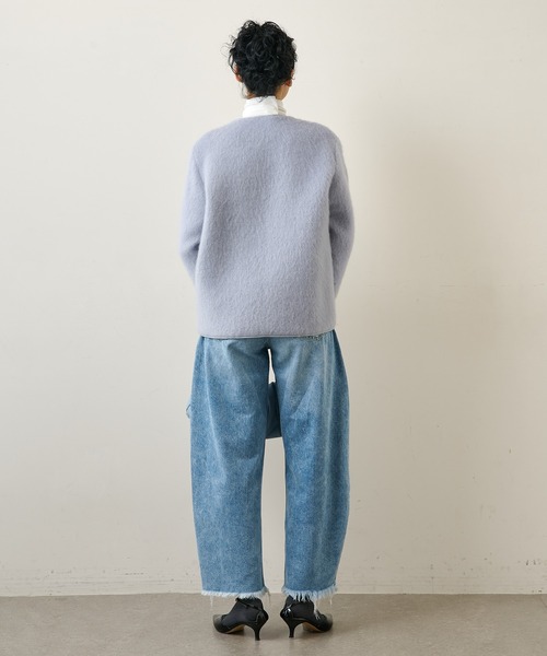 Whim Gazette(ウィムガゼット)の「クルージャケット(ノーカラージャケット・レディース・オフホワイト/サックスブルー・FREE)」の13枚目の写真