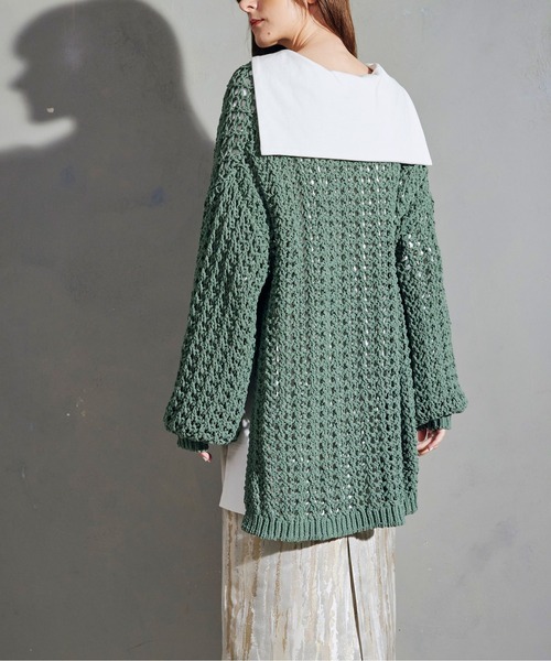 KOH.style（コースタイル）の「サイドスリットメッシュニット（ニット/セーター・レディース・ブラック/パープル系/グリーン・FREE）」の11枚目の写真