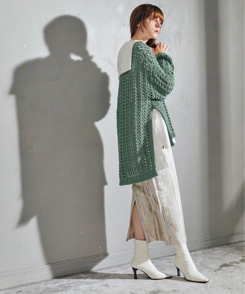 KOH.style（コースタイル）の「サイドスリットメッシュニット（ニット/セーター・レディース・ブラック/パープル系/グリーン・FREE）」の14枚目の写真