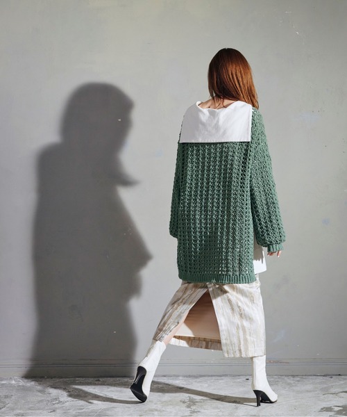 KOH.style（コースタイル）の「サイドスリットメッシュニット（ニット/セーター・レディース・ブラック/パープル系/グリーン・FREE）」の20枚目の写真