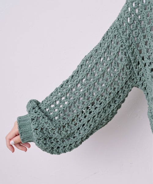 KOH.style（コースタイル）の「サイドスリットメッシュニット（ニット/セーター・レディース・ブラック/パープル系/グリーン・FREE）」の12枚目の写真