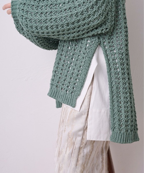 KOH.style（コースタイル）の「サイドスリットメッシュニット（ニット/セーター・レディース・ブラック/パープル系/グリーン・FREE）」の10枚目の写真