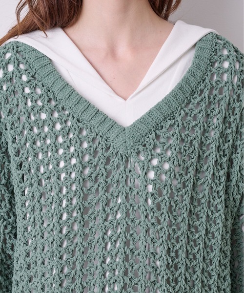 KOH.style（コースタイル）の「サイドスリットメッシュニット（ニット/セーター・レディース・ブラック/パープル系/グリーン・FREE）」の6枚目の写真